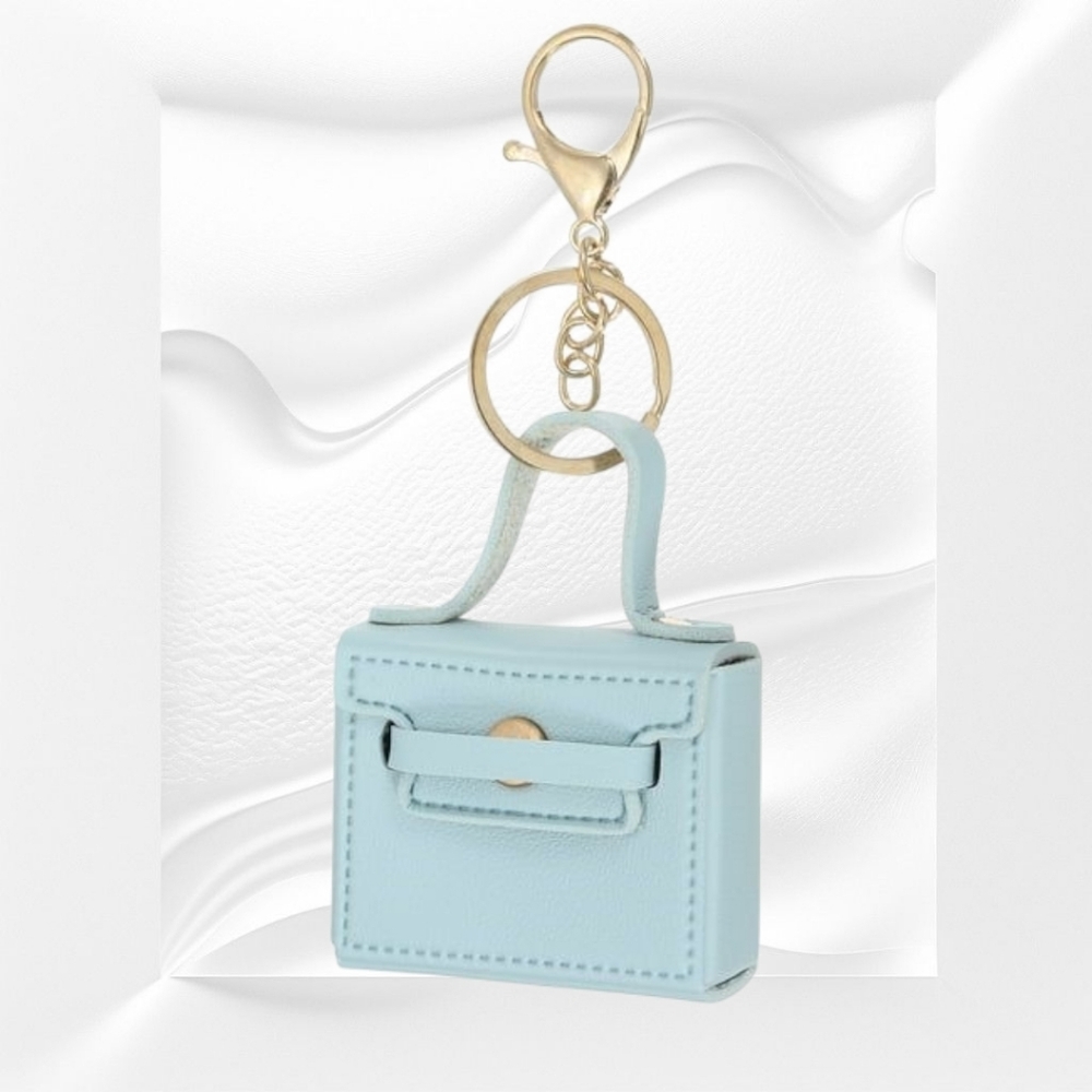 Keychain Purse Bag Charm Earbud Case Powder Blue NWT